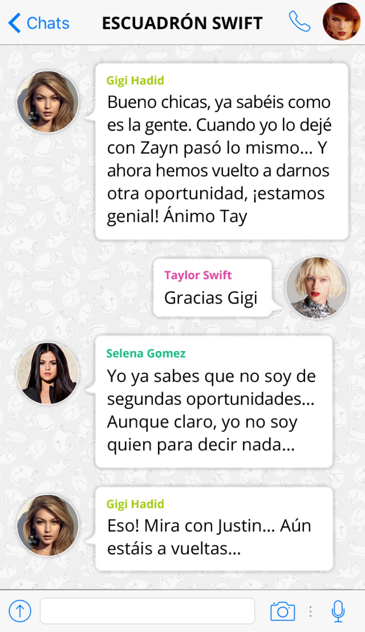 La conversación de WhatsApp del grupo de amigas de Taylor Swift La conversación de WhatsApp del grupo de amigas de Taylor Swift