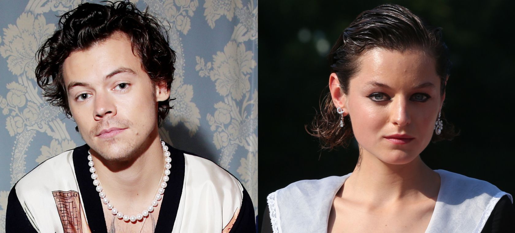 Harry Styles en una sesión privada con Spotify en 2020 // Emma Corrin en el Festival de Venecia en 2020 Harry Styles en una sesión privada con Spotify en 2020 // Emma Corrin en el Festival de Venecia en 2020