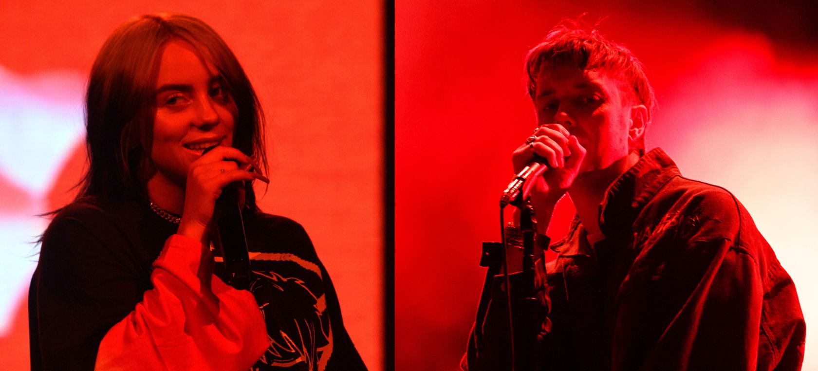 A la izquiera Billie Eilish en iHeartRadio, a la derecha Julian Casablancas en un concierto en Vancouver A la izquiera Billie Eilish en iHeartRadio, a la derecha Julian Casablancas en un concierto en Vancouver