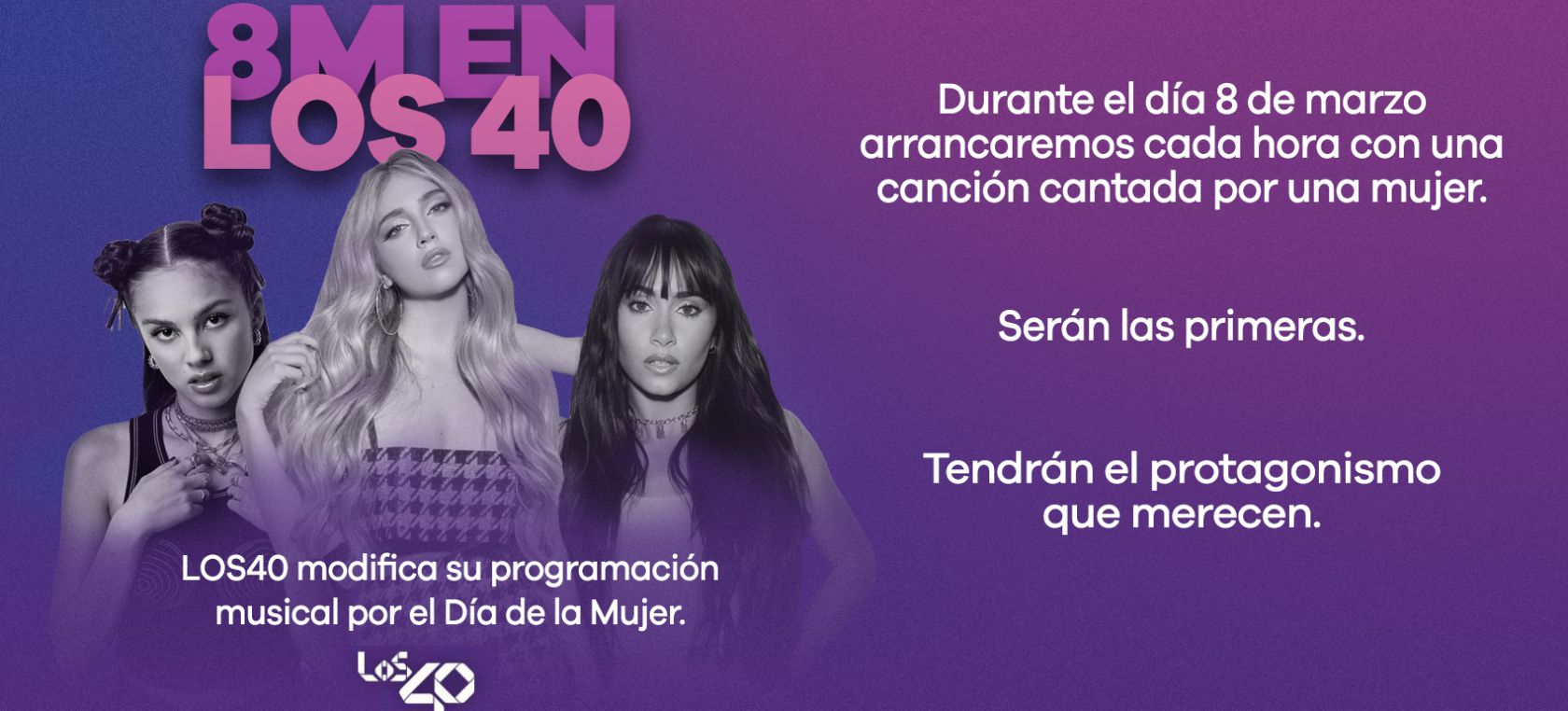 8M en LOS40: programación especial por el día de la mujer y playlist con protagonistas femeninas 8M en LOS40: programación especial por el día de la mujer y playlist con protagonistas femeninas