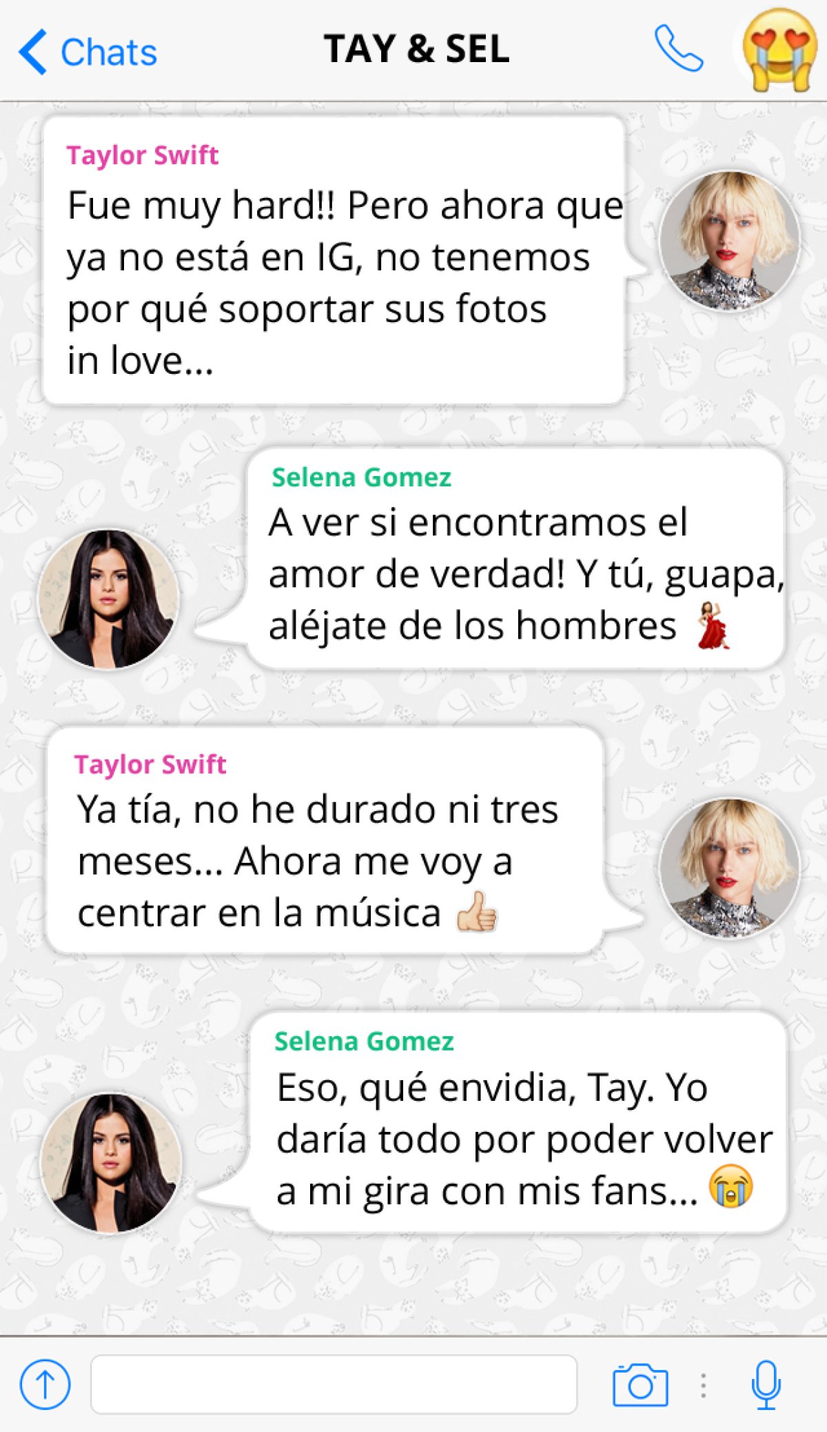 La conversación de WhatsApp de Taylor Swift y Selena Gomez