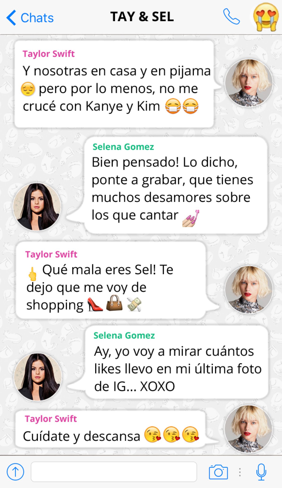 La conversación de WhatsApp de Taylor Swift y Selena Gomez