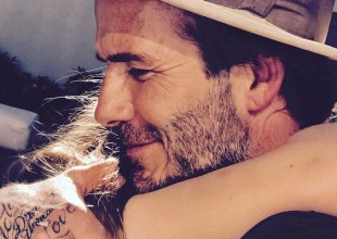 David Beckham la lía con un beso en la boca a su hija