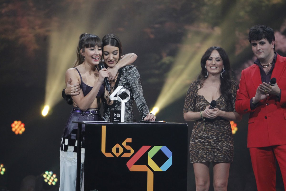 Aitana y Ana Guerra con su LOS40 Music Award