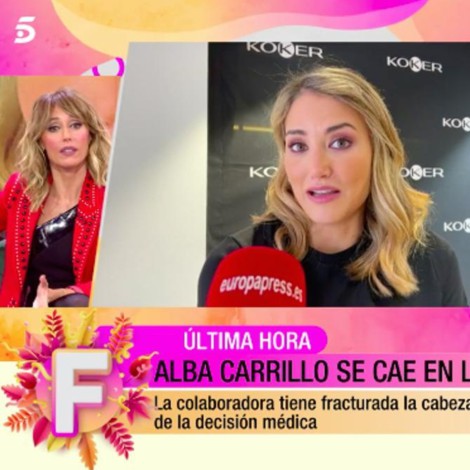 Alba Carrillo sufre una caída en la sala de maquillaje de ‘Fiesta’ y acaba en el hospital