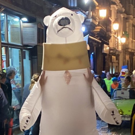 El oso “perjudicado” regresa a las calles de Cádiz casi recuperado y con collarín  