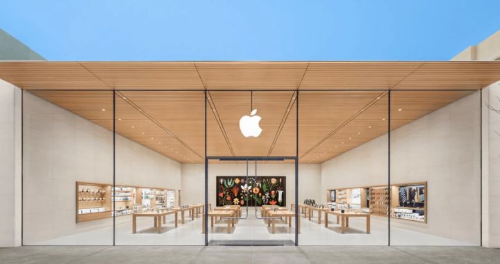 Of a film!  They rob an Apple store through a hole in a bathroom