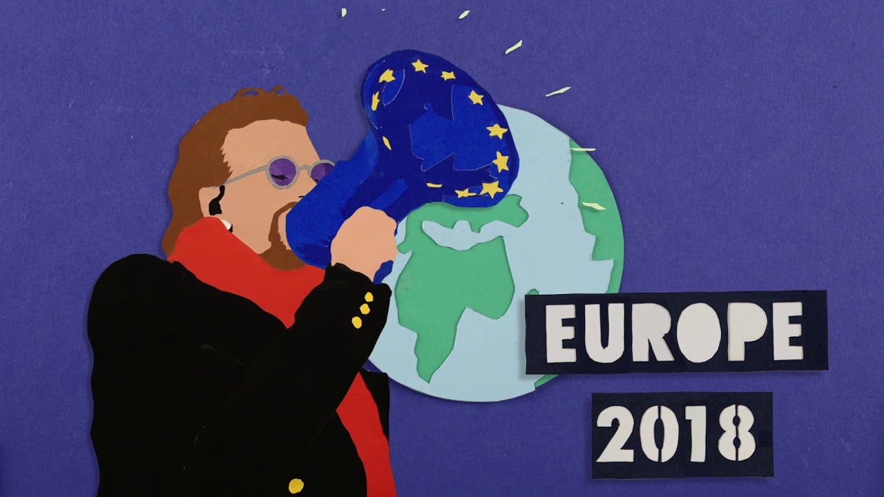 U2 arranca su gira europea izando la bandera de la UE en sus conciertos